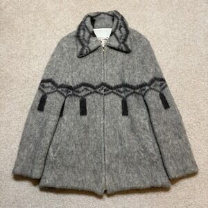 Vtg Icewool Coat Womens Large Gray Arctic Wool Zip Lined‎ Iceland Overcoat 70s